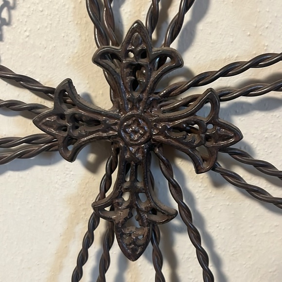 Rustic Barbed Wire Crown of Thrones Cross of Nails Christian Wall Art - Picture 3 of 4